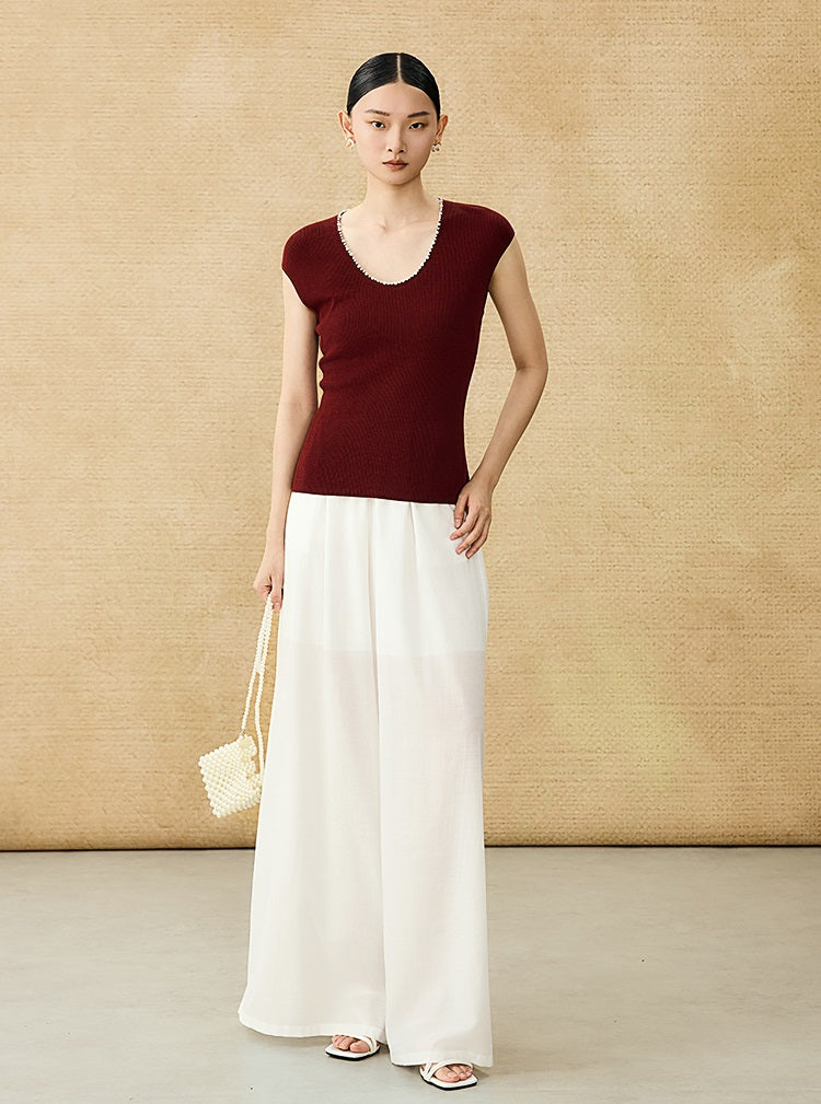 HECO Acetate High Waist Wide-leg Pants - TREY.