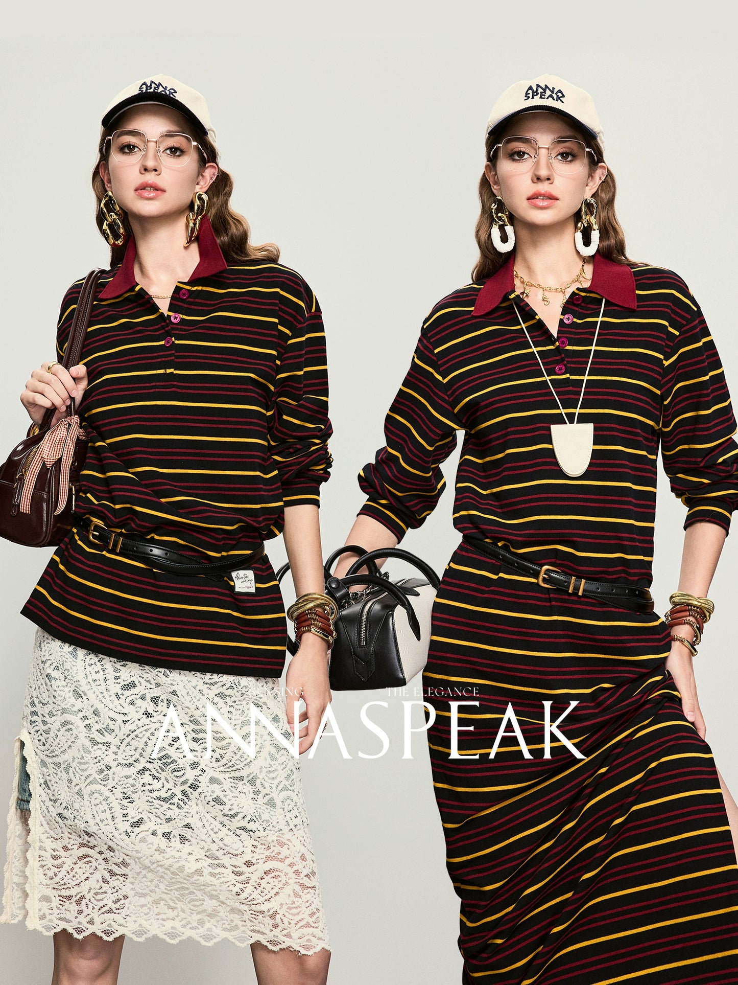 ANNASPEAK color loose striped knit long dress-MUA.