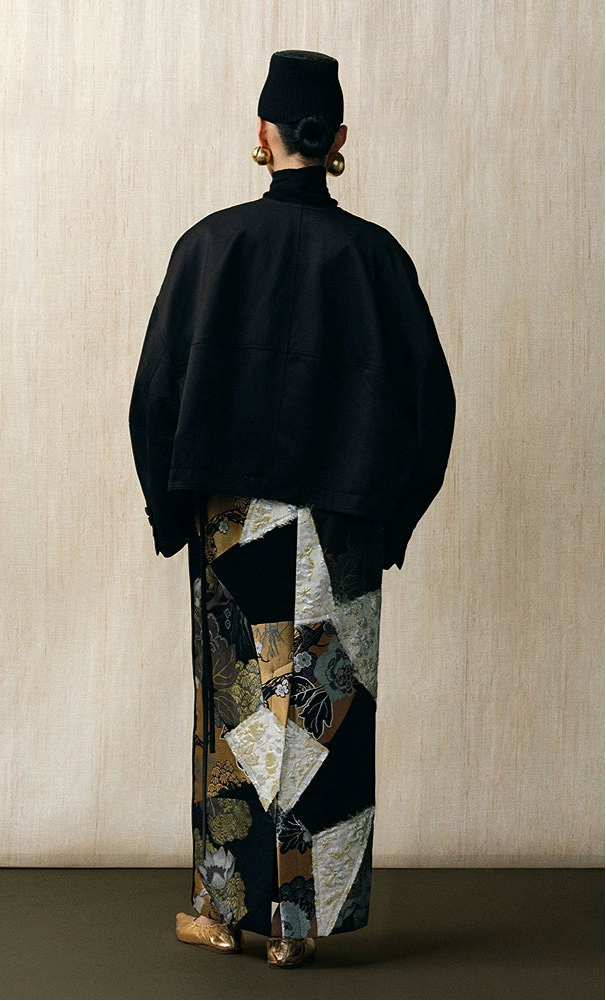 ZHUCHONGYU stitched jacquard straight long skirt--OTOSAKA.