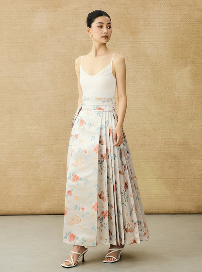 HECO Jacquard Horse Face Pleated Maxi Skirt  - COARSE.