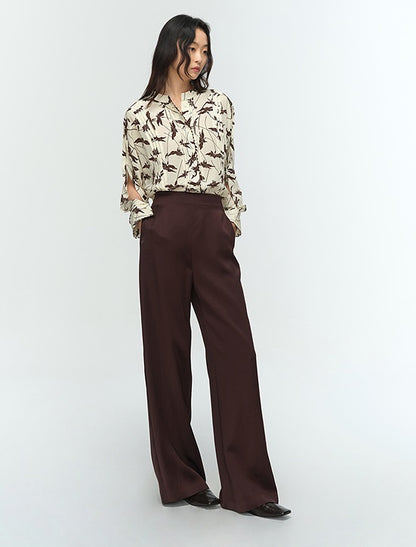 COMME MOI Lu Yan Designer's new women's printed mulberry silk stand-up collar long-sleeved shirt - DESTINY.