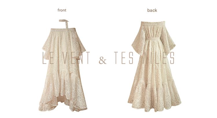 LE VENT&TES AILES Luxury off-Shoulder Lace Jacquard 3d Detailing white Dress- ZORA