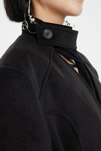 TINY IN  long black woolen coat-DADA