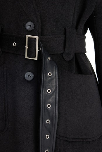 TINY IN  long black woolen coat-DADA