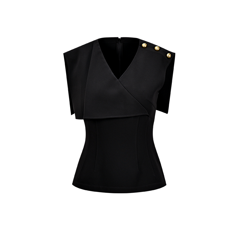 YES BY YESIR | Deconstructed Layered sleeveless Chiffon Shirt - SORALIA.