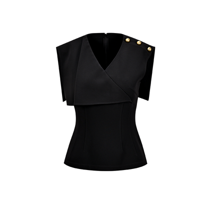 YES BY YESIR | Deconstructed Layered sleeveless Chiffon Shirt - SORALIA.