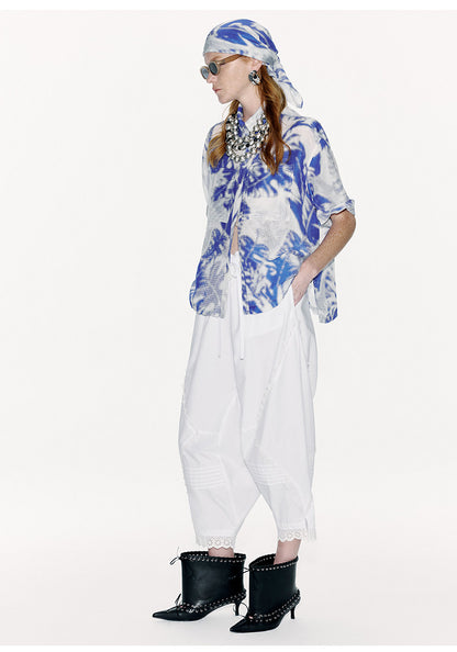 ATELIER MISS LU Printed Mulberry Silk And Linen-blend Top - LEVIIN.