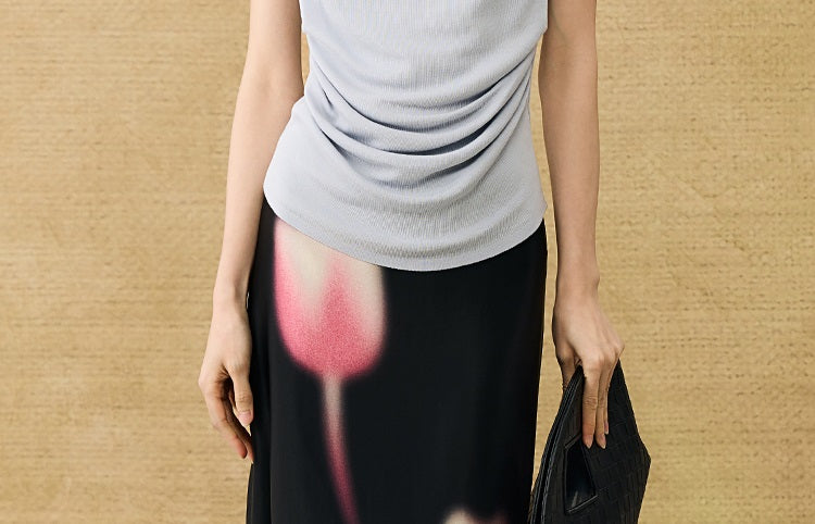 HECO Chinese style swing collar sleeveless knitted sweater T-shirt - HEART.