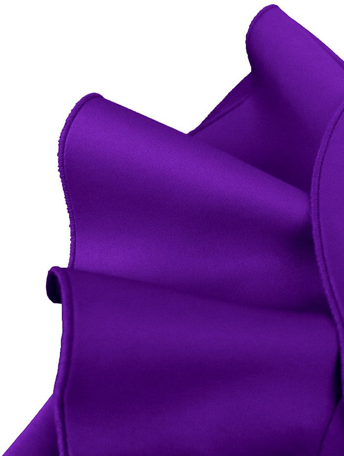 DOLLY Elegant Purple Ruffled Off Shoulder High Waist Midi Ruffle Dress-AKARI