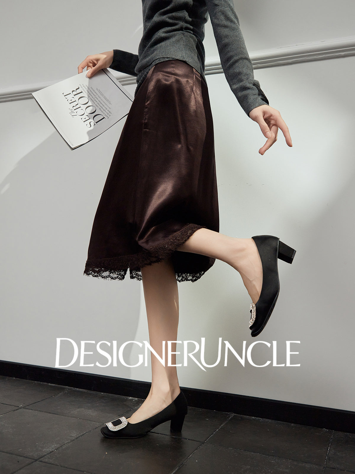 DGU "Yaxu" acetate satin autumn high-end commuting versatile slimming skirt - George.