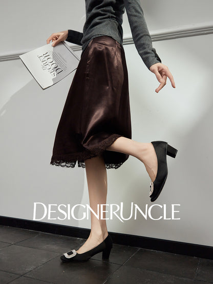 DGU "Yaxu" acetate satin autumn high-end commuting versatile slimming skirt - George.