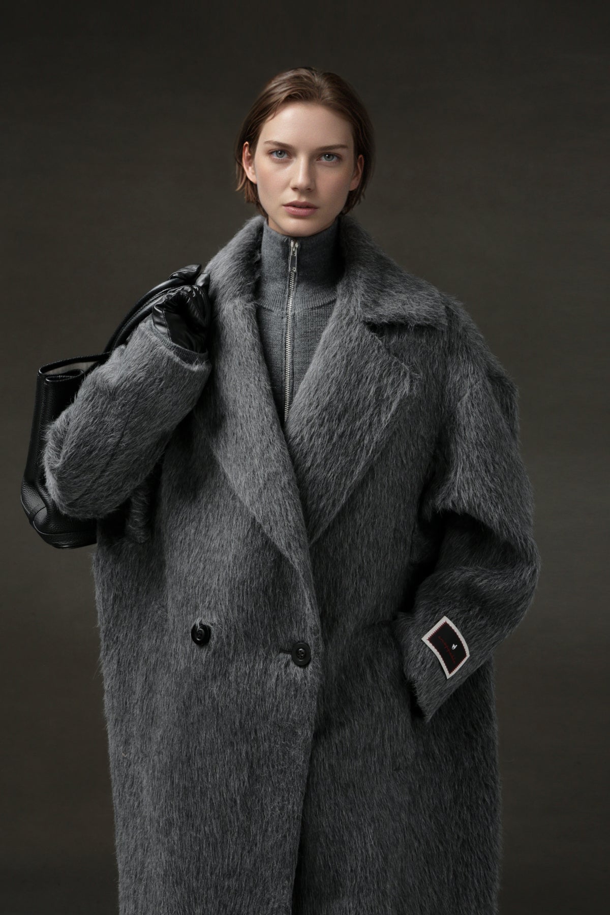 PIAOIN Luxury Peruvian Suli Alpaca Coat Women's Cocoon Double-sided Fur Coat -OMAN