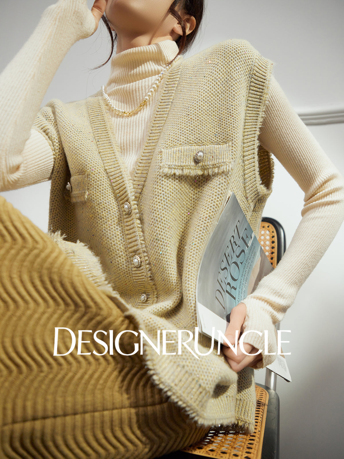 DGU Chick Yellow New Light Luxury Small Fragrance Versatile Design Sleeveless Top - Georgia.