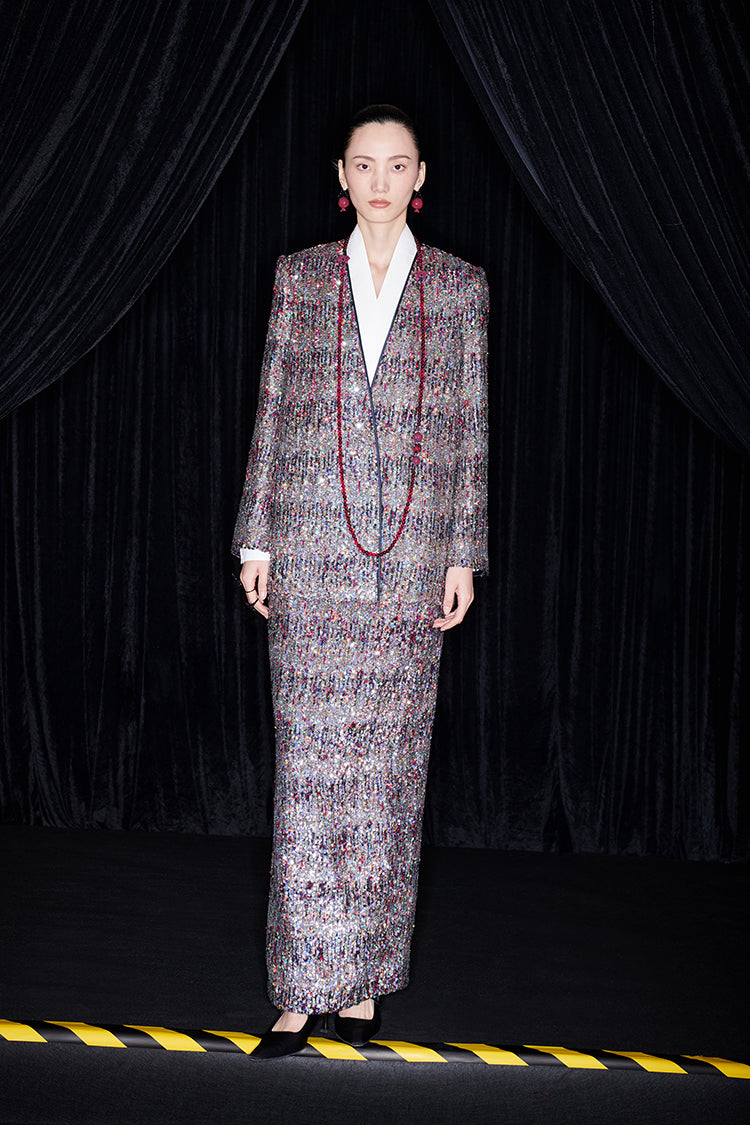 M essential Ma Kai designer Yao Ye embroidered deep V-neck straight suit - FAY.