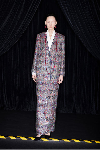 M essential Ma Kai designer Yao Ye embroidered deep V-neck straight suit - FAY.