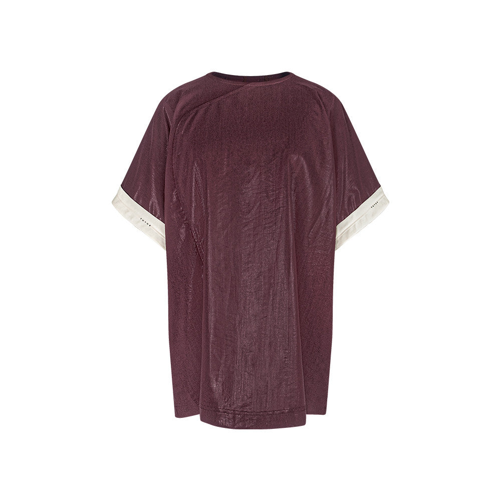 TUYUE Glossy Loose Crimp Short Sleeve Casual T-shirt - MABEL.