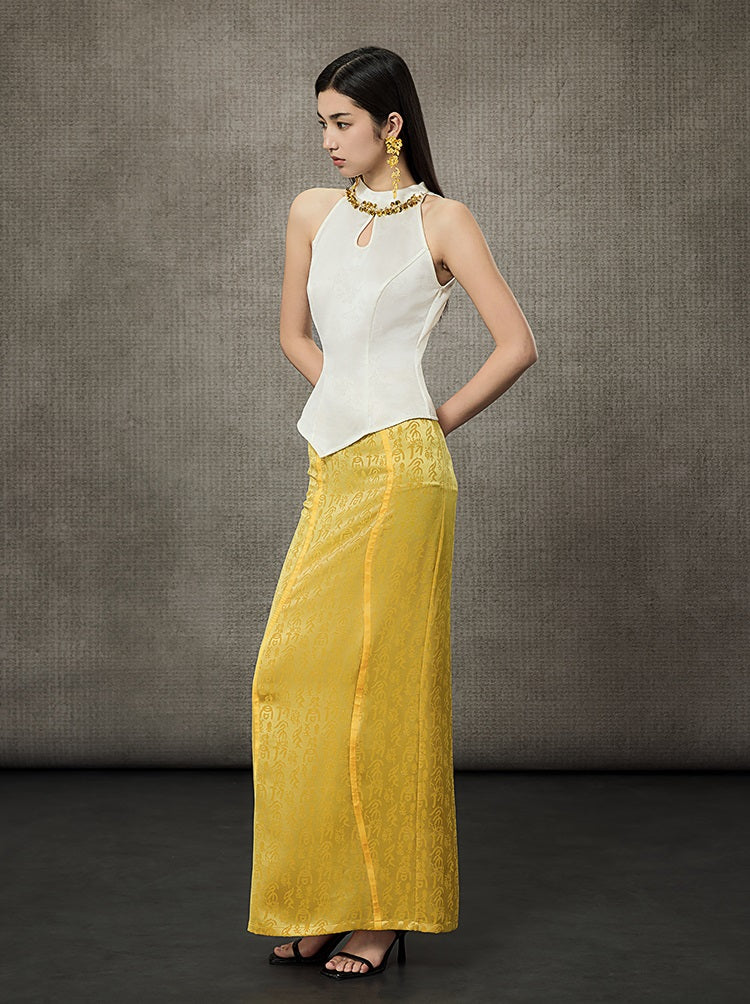 HECO Hollow Lace Temperament Off-the-shoulder Vest- WHOLE.