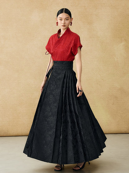 HECO Chinese style summer new slanted V-neck pinch pleated shirt - ASSURE .