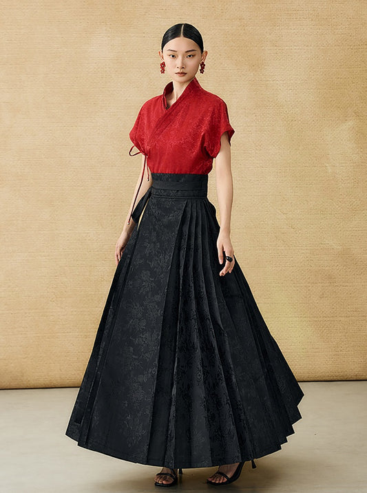 HECO Chinese style summer new slanted V-neck pinch pleated shirt - ASSURE .