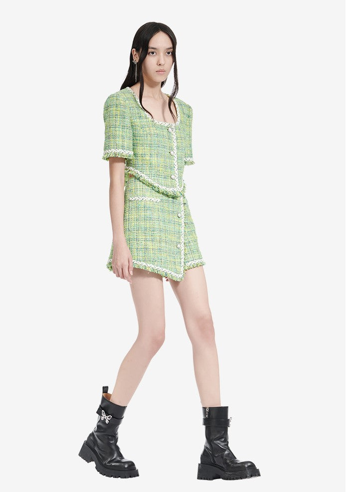 YES BY YESIR | Truncated Wide Tweed Cropped Jacket - MILISSA.