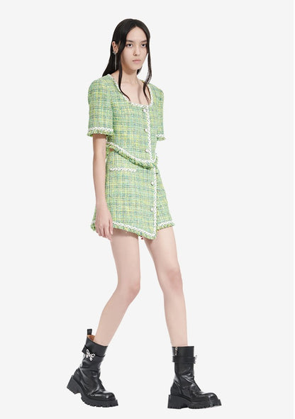 YES BY YESIR | Truncated Wide Tweed Cropped Jacket - MILISSA.