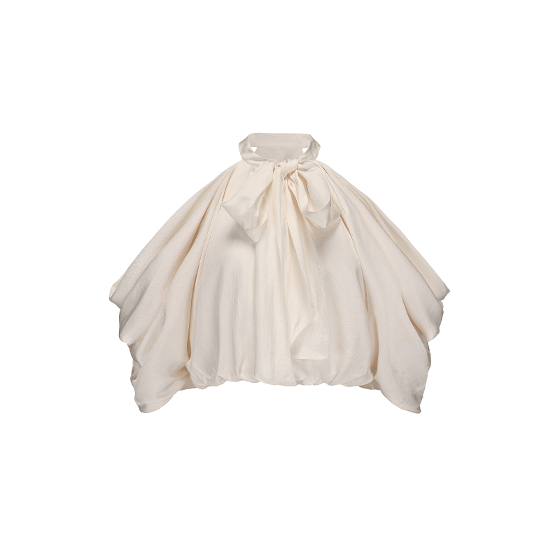 ATELIER MISS LU Draped Off-the-Shoulder Streamers Acetate Top - ATTERY