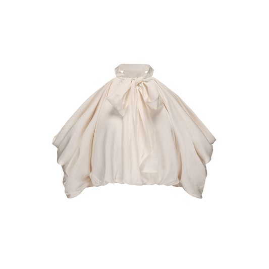 ATELIER MISS LU Draped Off-the-Shoulder Streamers Acetate Top - ATTERY