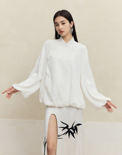 HECO Jacquard Stand-Collar Shirt Top Women - hand.