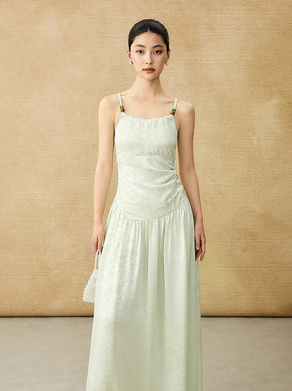 HECO Chinese Jacquard Halterneck Slip Dress  - KNO .