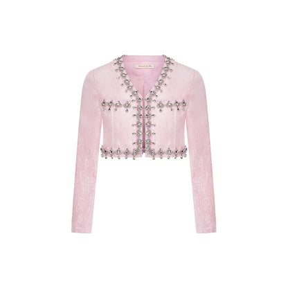 Wardrobes by Chen Elegant Pink Long Sleeve Short Jacket/Ruffle bridal Dress-Maggy