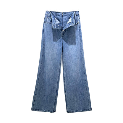 ANNAKIKI Nich Retro fried color loose wide-leg jeans for women-IZUMI