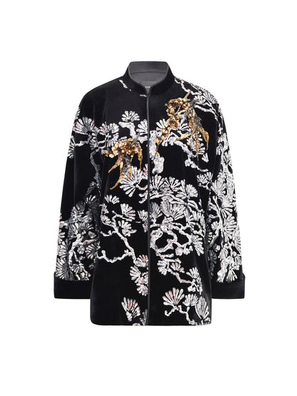 M ESSENTIAL Ma Kai designer embroidery bamboo stand-up collar jacket - JESU