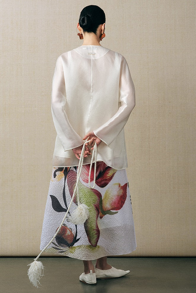 ZHUCHONGYU floral A-line airy printed skirt and top outfit set-ANZU.