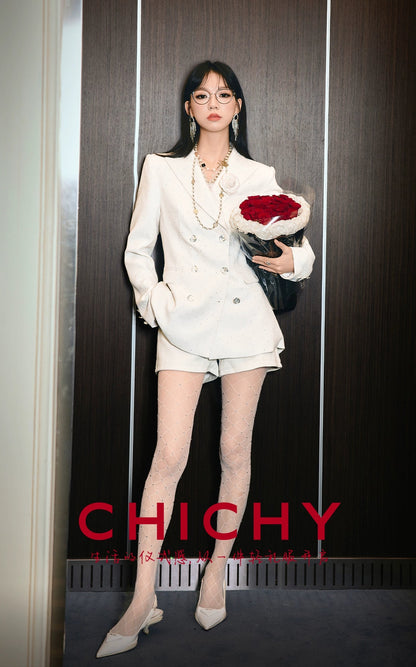 CHICHY mermaid long skirt white waist blazer-LORI
