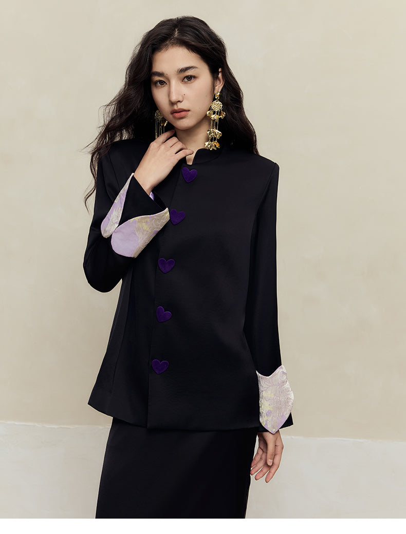 HECO Petal Stand-Up Collar Long Sleeve Blazer Women - do.