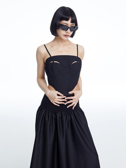 TINY IN Black Cutout Bandeau Strap Women's Versatile Top-FADA