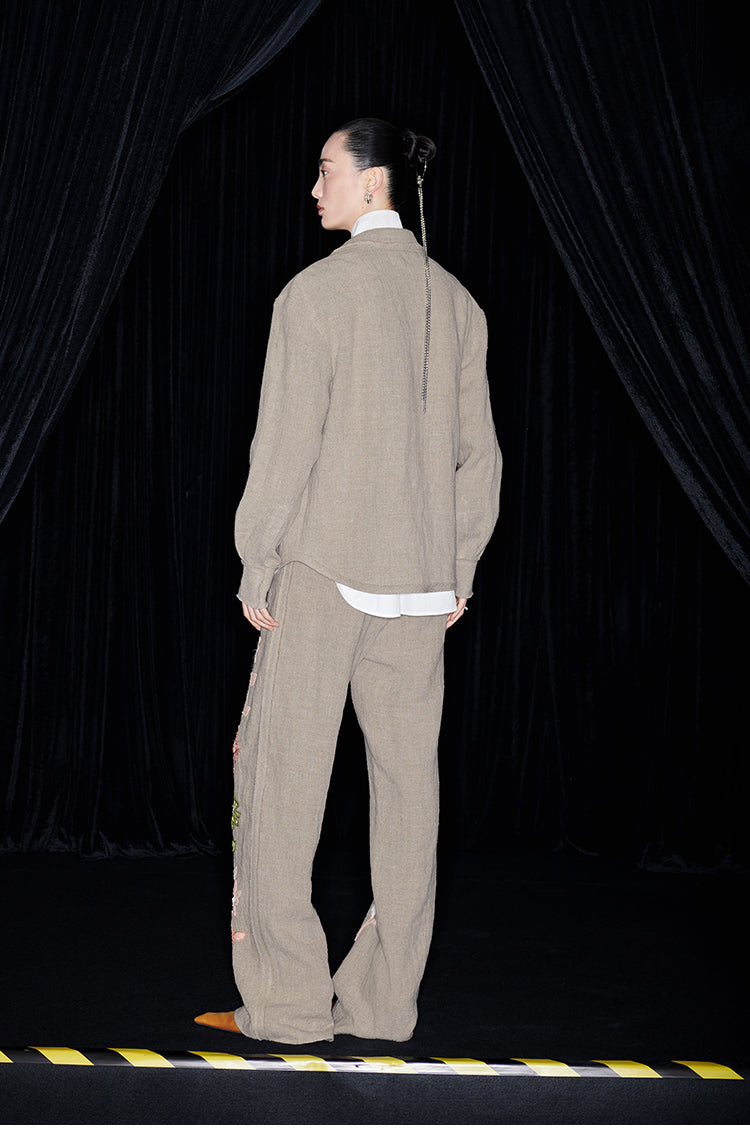 M essential Mackay designer Sedum patch shirt jacket pant set - Eight Treasures