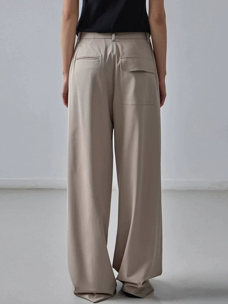 Nothing Written Casual High-waisted Slim Versatile Straight-leg Pants-LIV.