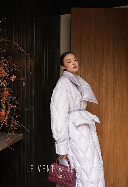 LE VENT&TES AILES Luxury High Cover Pressure Down Long Winter Jacket Coat -SZA
