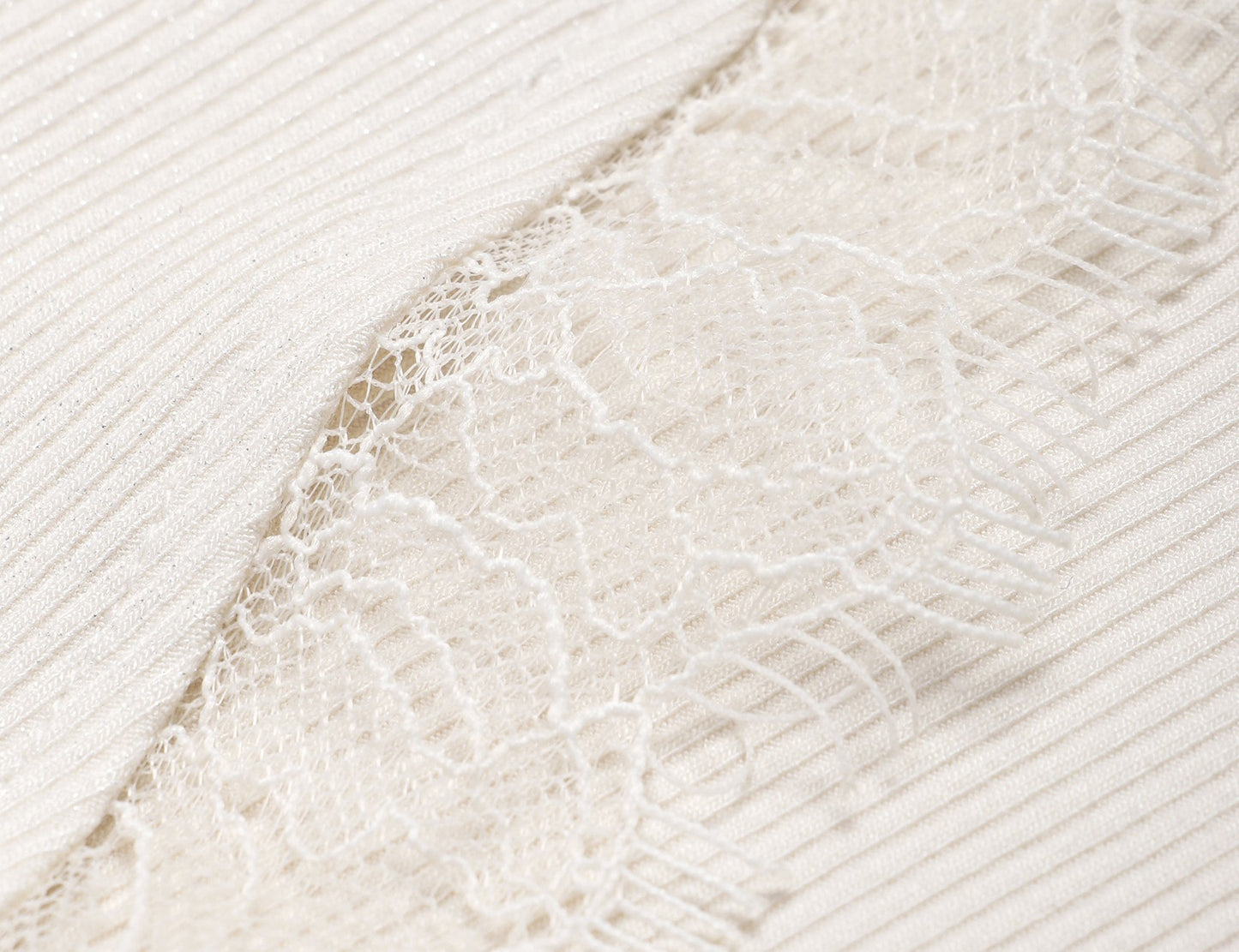 WANGXO | Sprinkled Silver Knit Lace Inlay with Twisted Pleated V-Neck Top- SIA.