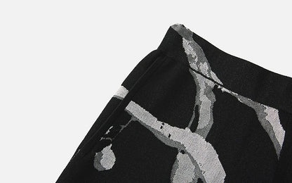 ZHUCHONGYUN jacquard wide-leg knitted trousers and top outfit set-NANCY.