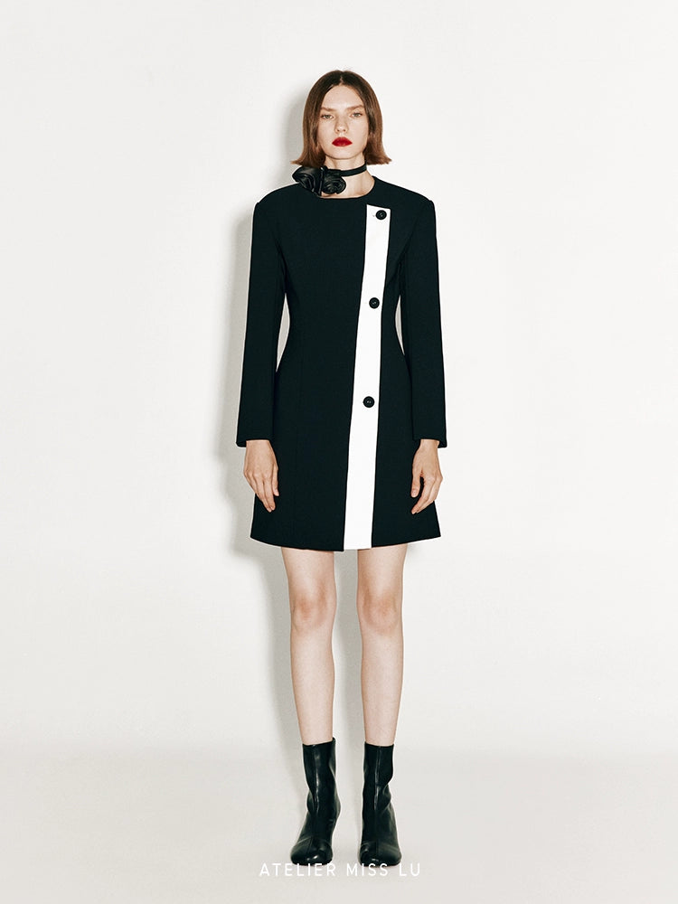 ATELIER MISS LU Slash Split Design Coat Dress - STEPH