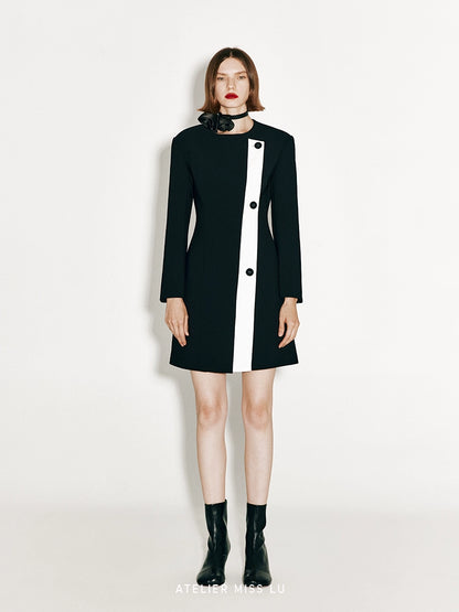 ATELIER MISS LU Slash Split Design Coat Dress - STEPH
