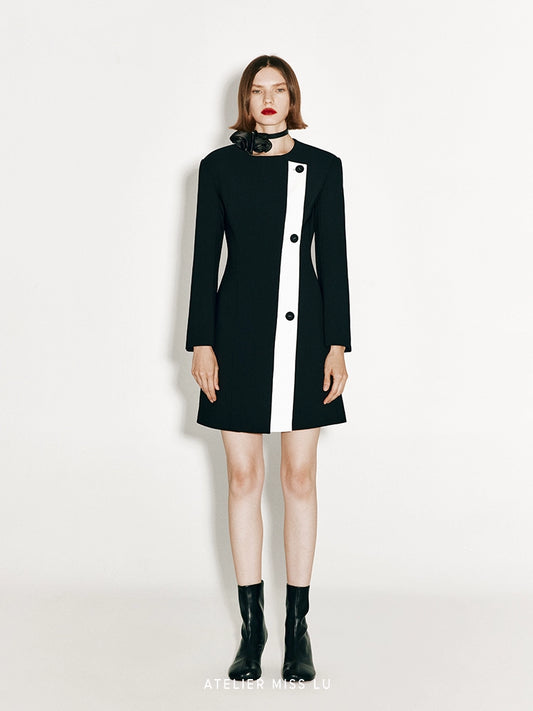 ATELIER MISS LU Slash Split Design Coat Dress - STEPH