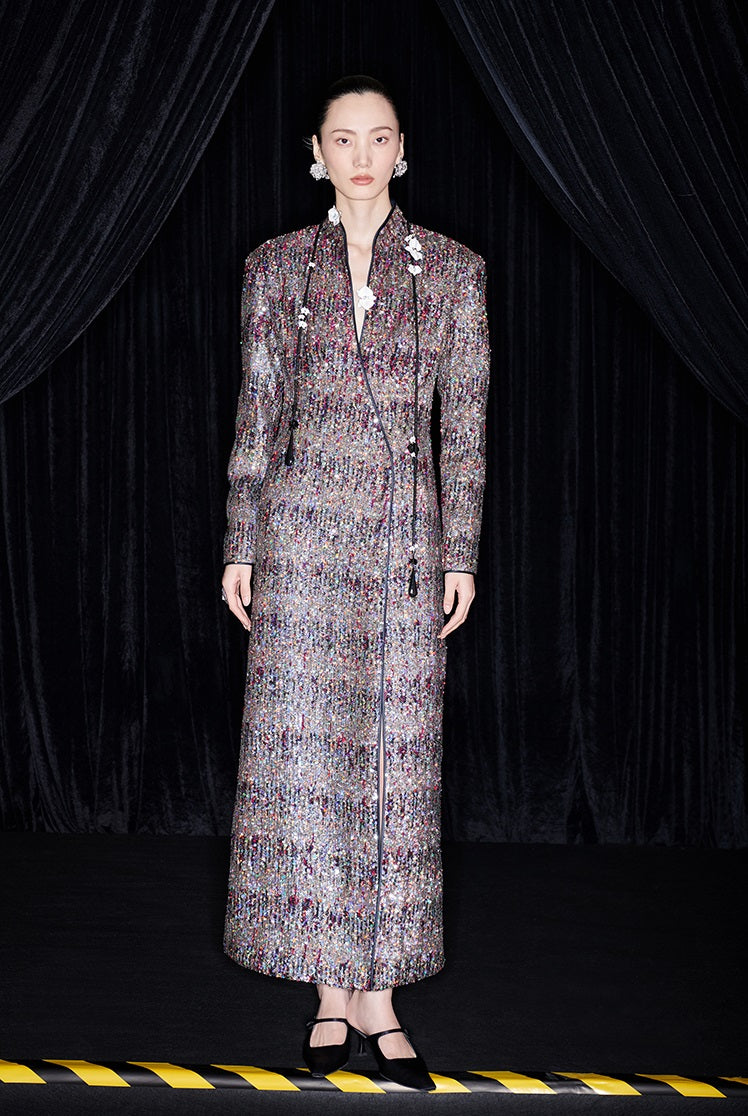 M essential Mackay designer Radiant Night Embroidered Slim Side Dress - TRIBE.