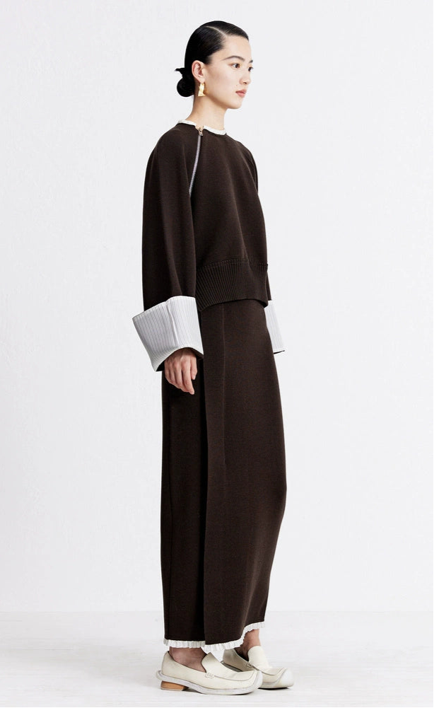 ZHUCHONGYUN autumn wool patchwork knitted straight skirt--YUKIO.