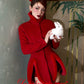 le palais vintage retro elegant red furry slit jacket coat - Dtri