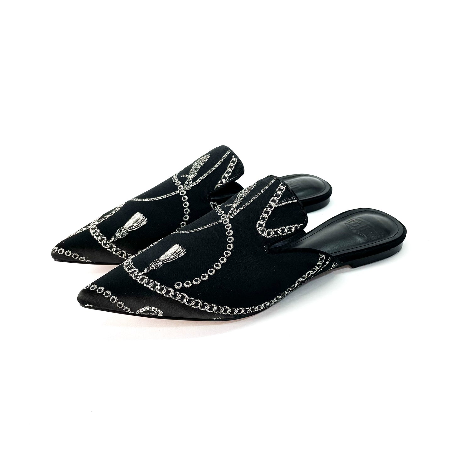 B-FEI French embroidered half-flip flats mules - PENDE.