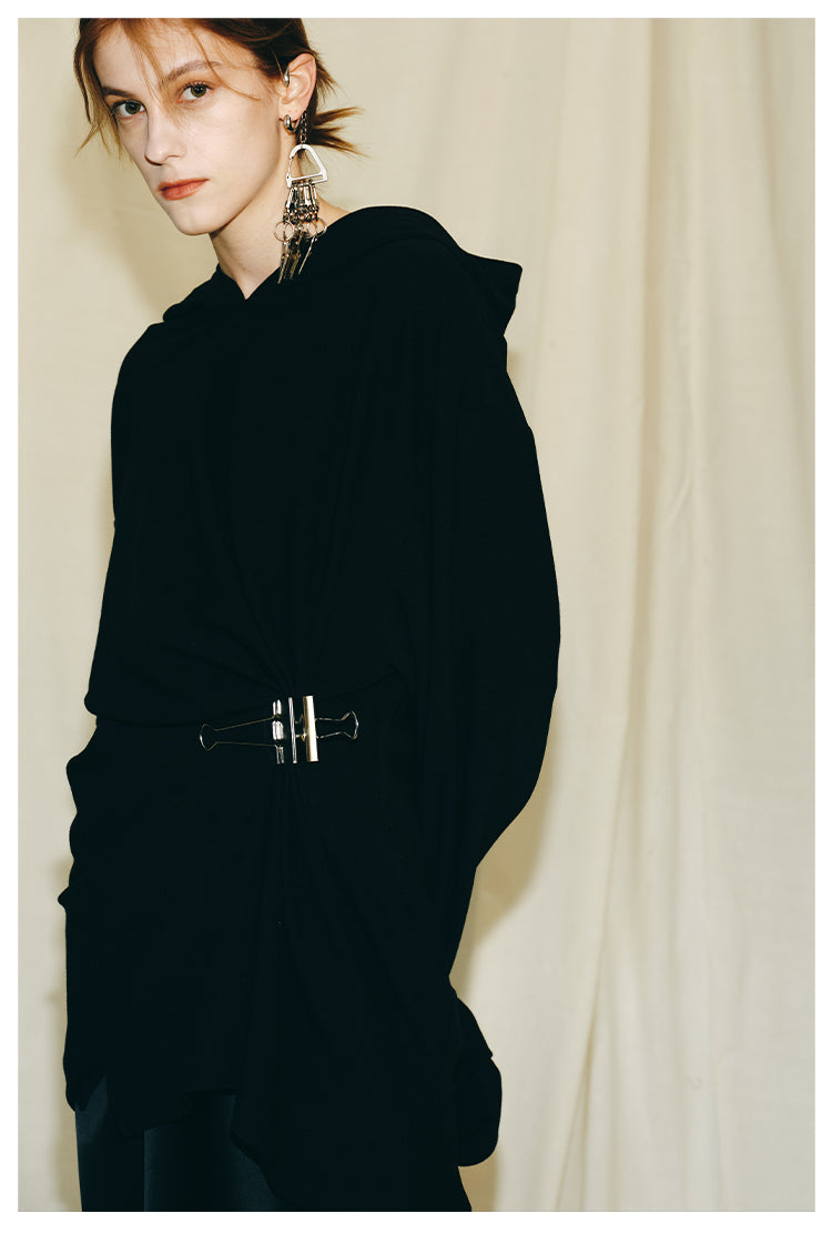 Autumn Winter luxury hoodie pinched pleated waist sweatshirt - kIC