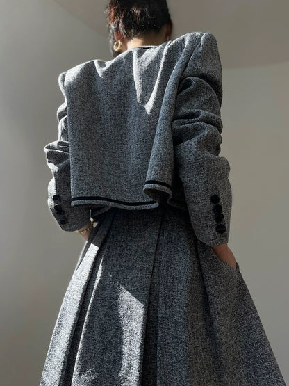 Aconiconi High End Gray V-Neck Sleeveless Hound Sooth Cocktail Dress- Kawashima Girl